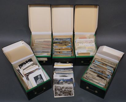 CARTES POSTALES Set of five postcard boxes (geography, regionalism, art, sculpture...