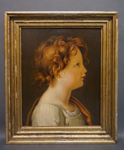 null German school around 1830: "Young boy in profile", panel, one board, not parqueted....