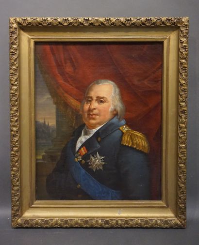 FOSSIN 
Ecole française du début du XIXème siècle: "Portrait de Louis XVIII". Sur...