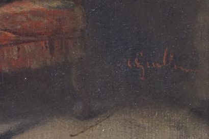 Alexandre GUILLEMIN (1817-1880) "La demande en mariage", huile sur toile, signé en...