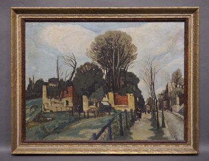 Alphonse QUIZET (1885-1955) "Paysage de banlieue", huile sur toile. Signée en bas...