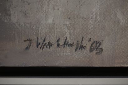 Jan WROBLEWSKI "Ouverture", huile sur toile, sbd, daté 03. 97,5x146,5 cm