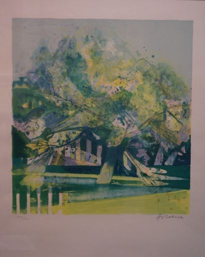 Camille HILAIRE "Paysage vert", lithographie, 125/150, sbd. 64x47 cm