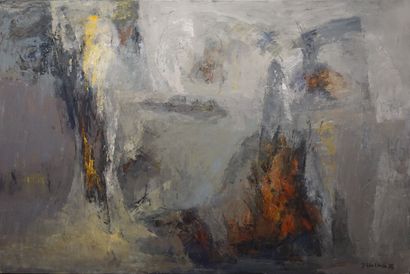 Jan WROBLEWSKI "Opening", oil on canvas, sbd, dated 03. 97,5x146,5 cm