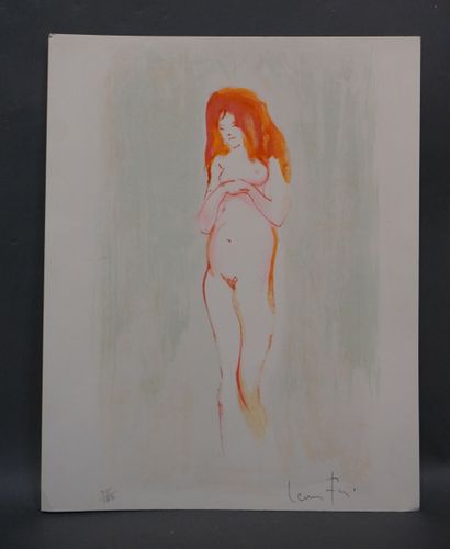 Léonor FINI "La modèle: Femme rousse nue debout", lithographie, 25/150. 38x30 cm