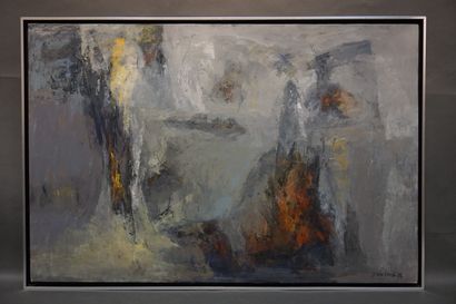 Jan WROBLEWSKI "Opening", oil on canvas, sbd, dated 03. 97,5x146,5 cm