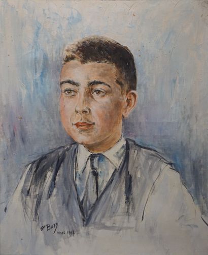 Suze BUTY "Portrait de jeune homme", huile sur toile, sbg, daté 1967. 65x54 cm