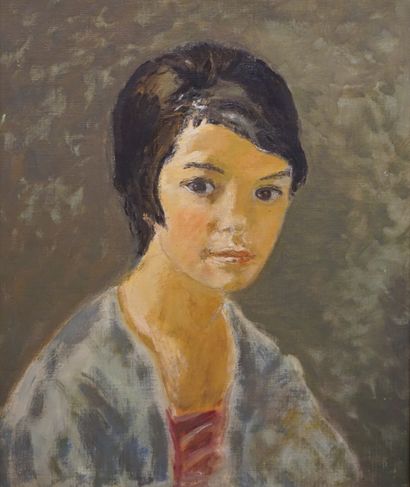 null "Portrait de femme", huile sur panneau. 55x46 cm