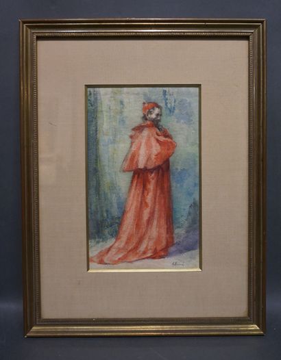 A. MORAND "Mazarin", aquarelle, sbd. 27,5x17 cm