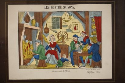 null Quatre images d'Epinal: "Les quatre saisons". Imagerie Pellerin. 16,5x23 cm