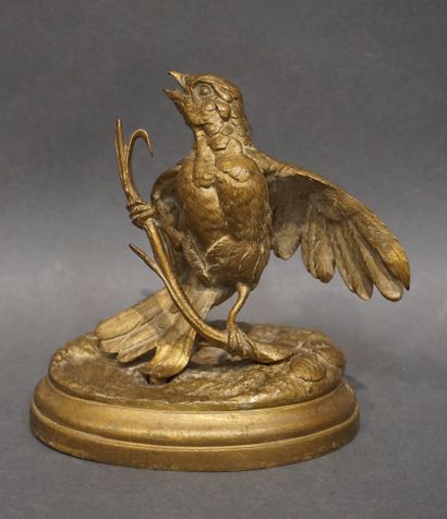 Moigniez "Oiseau", bronze (branche à refixer). 12 cm