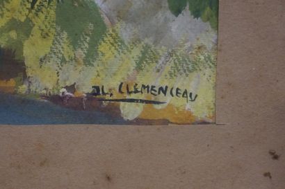 Jean-Louis CLEMENCEAU (1921) "Pins à Aubagne", huile sur papier, sbd, au dos étiquette...