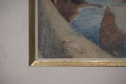 LORCA "Vue de Grenade", aquarelle, sbg, daté 1921. 23x15 cm