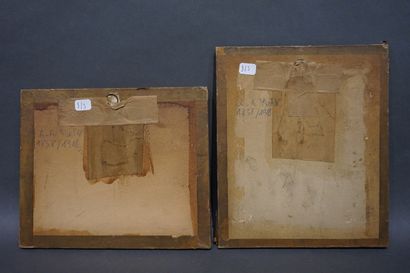 A. MORLOT (1838-1918) "Deux paysages", dessin et fusain, sbd. 9x12,5 cm et 11x9 ...