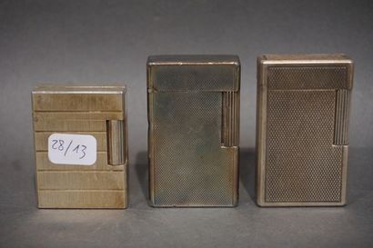 DUPONT Three lighters S.T. Dupont. One monogrammed PL.