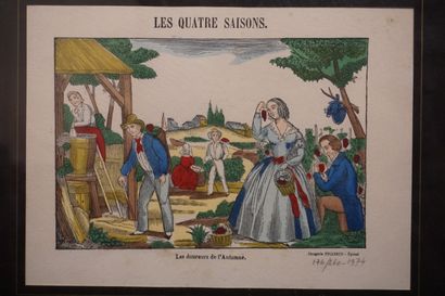 null Quatre images d'Epinal: "Les quatre saisons". Imagerie Pellerin. 16,5x23 cm