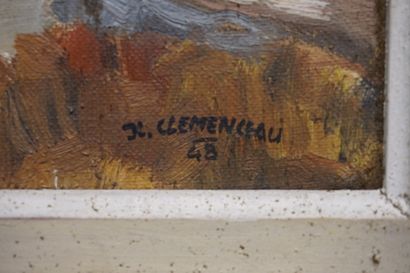 Jean-Louis CLEMENCEAU (1921) "Paysage de montagne", huile sur toile, daté 48. 33x41...