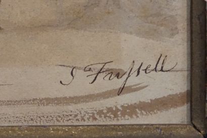 S. FRYSELL Ecole XIXe: "Nu assis", aquarelle, sbd. 14x10,5 cm