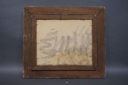 S. CARRION "Nature morte au coing", huile sur carton, sbg. 22,5x27,5 cm