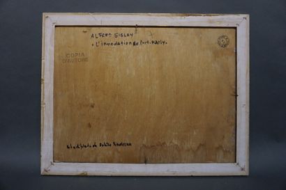 null "L'inondation de Port-Marly", huile sur bois, copie d'après Sisley. 30x40 c...