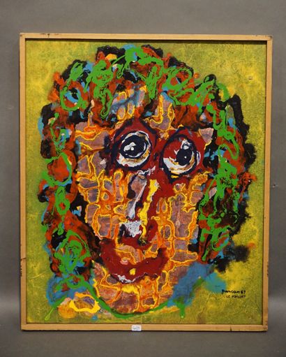 DUNCAN Ecole XXe: "Portrait", huile sur toile, sbd, daté 67 Le Mazert. 55x46 cm