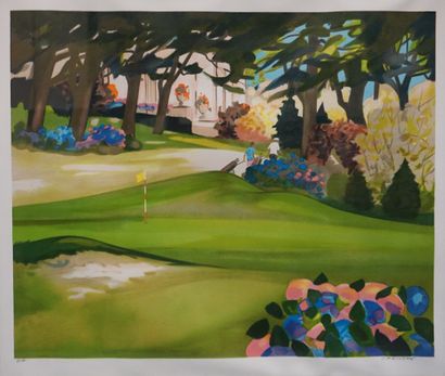 CARSUZAN "Golf", lithographie, EA, sbd. 50x60 cm