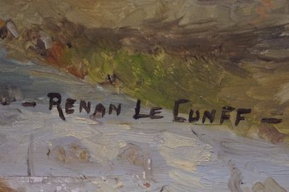 Renan LE CUNFF "Port Rhu à Douarnenez", huile sur isorel, sbd. 50x61 cm