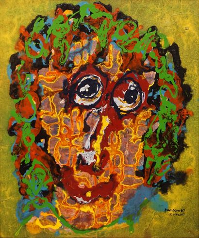 DUNCAN Ecole XXe: "Portrait", huile sur toile, sbd, daté 67 Le Mazert. 55x46 cm