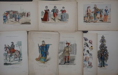 null Important lot de planches "Costumes de Paris à travers les siècles".