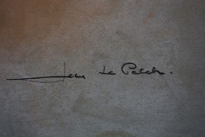 Jean LE PELCH (1921-1996) "Portrait d'élégante", pastel. Esquisse au crayon au dos....
