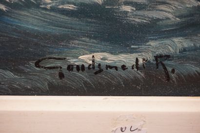 R. GONDSMEDI (?) "Rivage au phare", huile sur toile, sbd. 40x60 cm