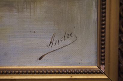 ANDRE "Rivière", huile sur toile, sbd. 33x41 cm