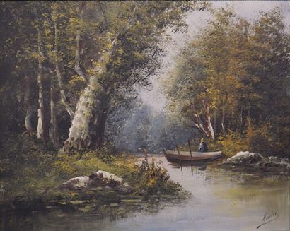 ANDRE "Rivière", huile sur toile, sbd. 33x41 cm