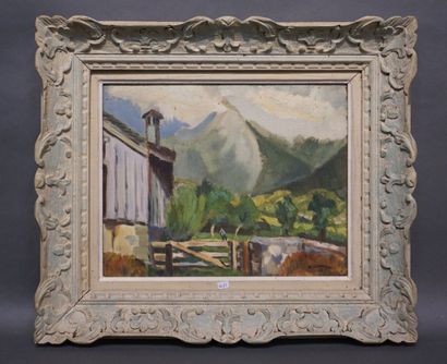 Jean-Louis CLEMENCEAU (1921) "Paysage de montagne", huile sur toile, daté 48. 33x41...