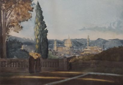 null D'après Corot: "Vue de Florence", chalcographie du Louvre, gravé par Pierre...