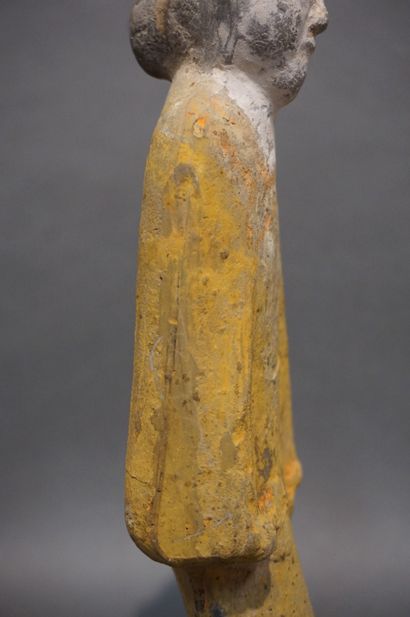 HAN Chinese polychrome terracotta: "Court lady". Partly Han period. 30 cm