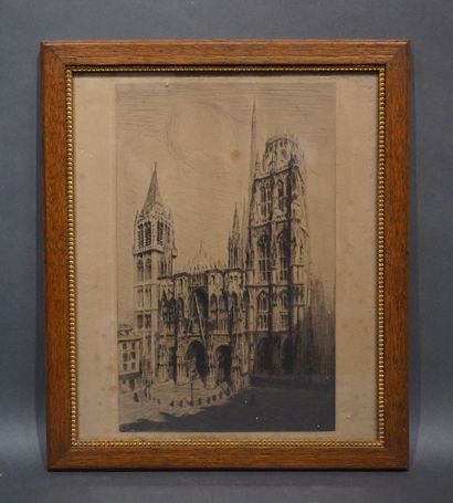 null "Cathédrale", estampe. 33x21 cm