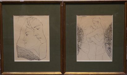 null D'après Trémois: "Couples", paire d'estampes. 29,5x22 cm