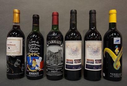 null Lot de 6 bouteilles commémoratives: 1 bouteille Bordeaux 1998 (édition limitée...