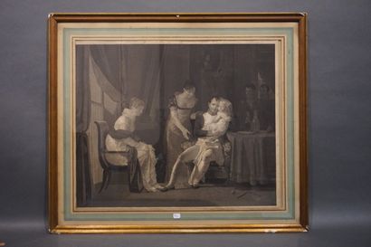 null Gravure d'après Fragonard: "Napoléon Ier et le roi de Rome" (déchirures, mouillures)....