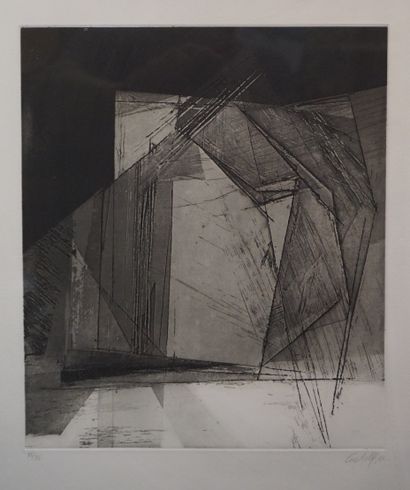 CUVIELLE "Abstraction", lithographie VI/XX, sbd, daté 83. 30,5x26 cm