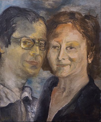 null "Father and mother", oil on canvas, sbg. 65x54 cm