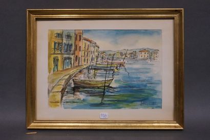 TRAIPORT "La Venise provençale", aquarelle, sbd. 18x25,5 cm