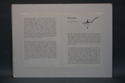 null D'après Miro: Double page d'un album, pliée au milieu, avec texte de Jacques...