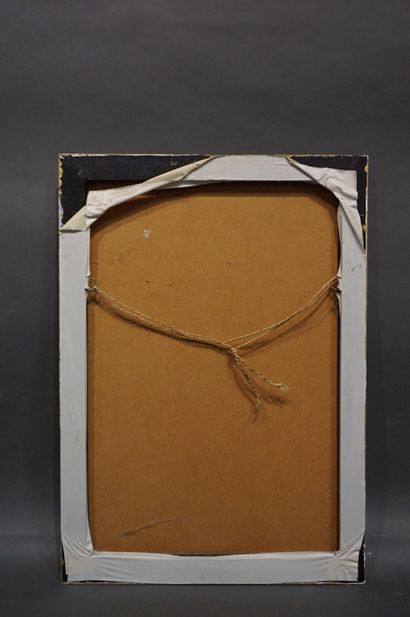 null Miroir rectangulaire biseauté en bois laqué blanc. 68x50 cm