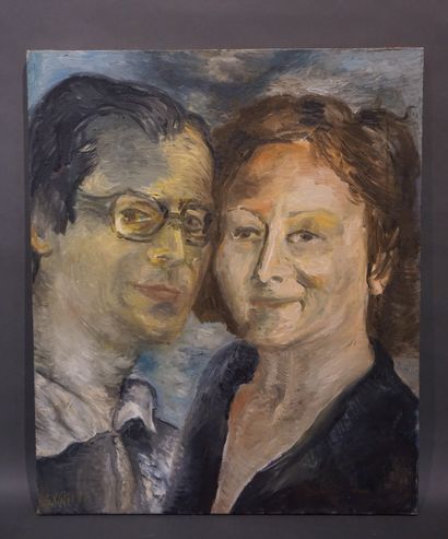 null "Père et mère", huile sur toile, sbg. 65x54 cm