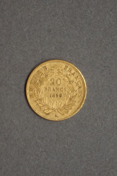 PIECE Une pièce de vingt francs français en or de 1859 (6,4grs)