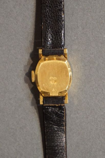 JAEGER LECOULTRE Gold lady's watch with leather strap and black felt with gold metal...