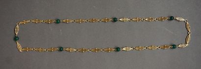 COLLIER Gold necklace with seven emerald balls (41,4 grs)