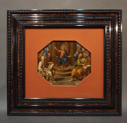 null Early school: "Biblical scene", oil on panel. 16x19 cm